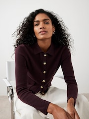 Mint Velvet Red Cotton Blend Collar Cardigan - Image 3 of 8