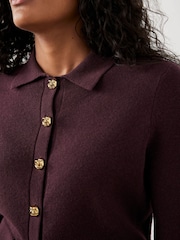 Mint Velvet Red Cotton Blend Collar Cardigan - Image 5 of 8