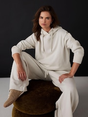 Mint Velvet White Cotton Blend Hooded Sweatshirt - Image 1 of 8