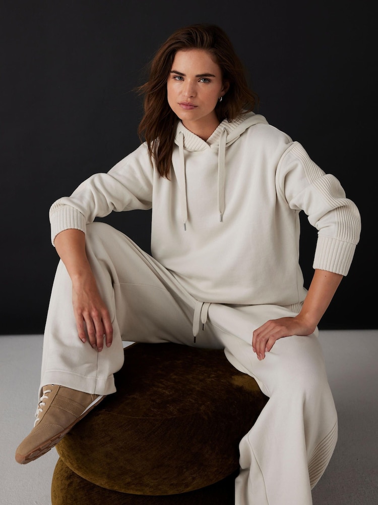 Mint Velvet White Cotton Blend Hooded Sweatshirt - Image 1 of 8 Mint Velvet White Cotton Blend Hooded Sweatshirt - Image 1 of 8