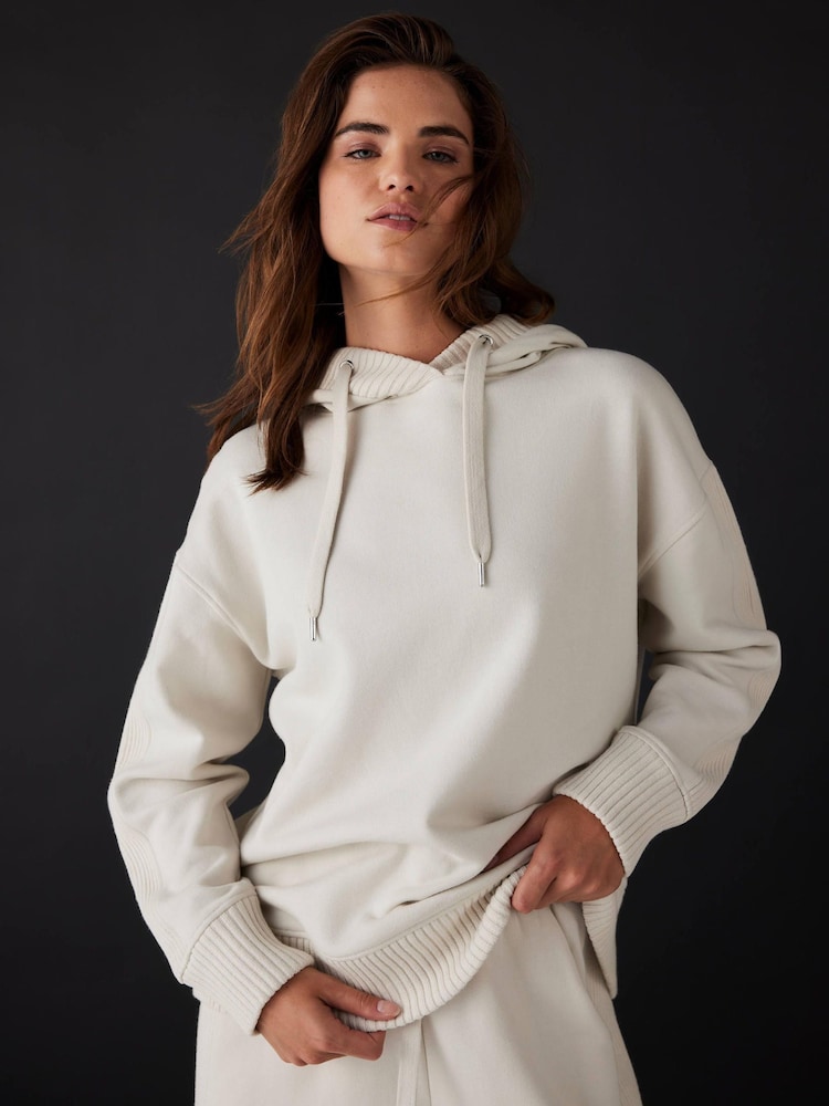 Mint Velvet White Cotton Blend Hooded Sweatshirt - Image 2 of 8 Mint Velvet White Cotton Blend Hooded Sweatshirt - Image 2 of 8