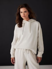 Mint Velvet White Cotton Blend Hooded Sweatshirt - Image 3 of 8