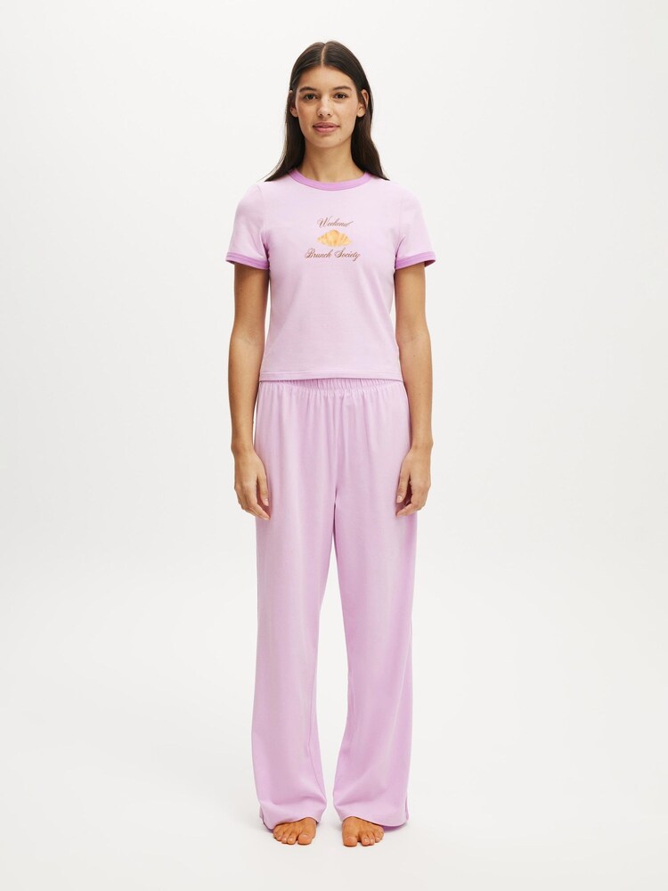 Cotton On Pink Departure Lounge Wide Leg Joggers - Image 1 of 5 Cotton On Pink Departure Lounge Wide Leg Joggers - Image 1 of 5