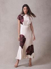 Mint Velvet Red Floral Print Satin Maxi Dress - Image 1 of 8
