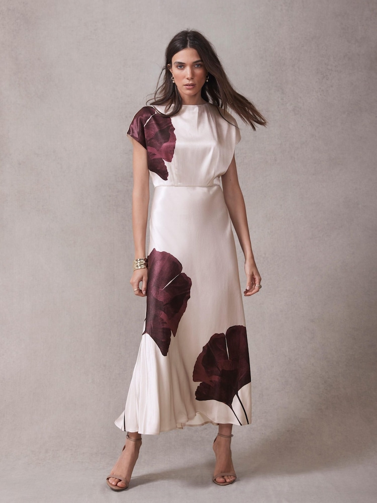 Mint Velvet Red Floral Print Satin Maxi Dress - Image 1 of 8