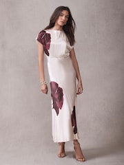 Mint Velvet Red Floral Print Satin Maxi Dress - Image 3 of 8