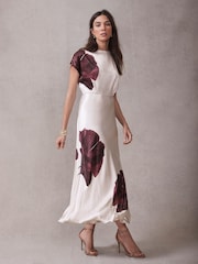 Mint Velvet Red Floral Print Satin Maxi Dress - Image 5 of 8