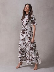 Mint Velvet Burgundy Floral Print Maxi Dress - صورة 1 من 8