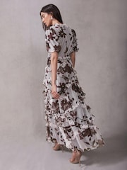 Mint Velvet Burgundy Floral Print Maxi Dress - صورة 5 من 8
