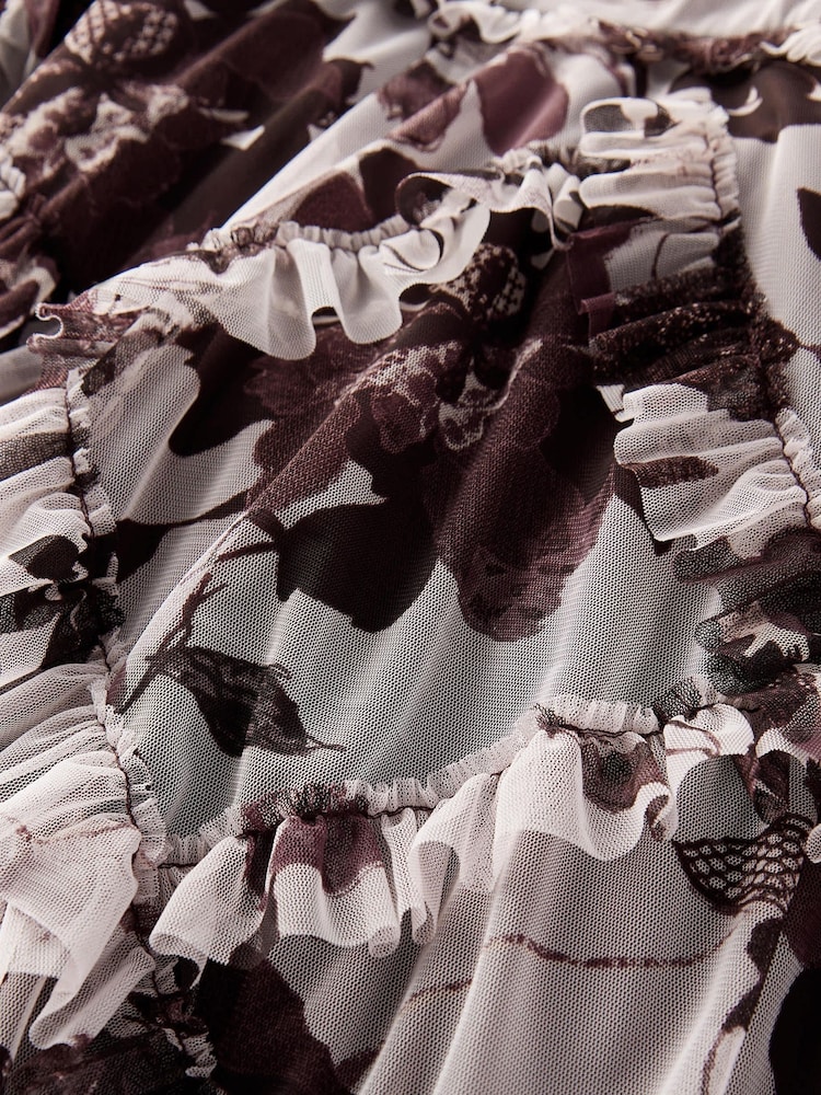 Mint Velvet Burgundy Floral Print Maxi Dress - صورة 8 من 8