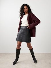 Mint Velvet Black Leather Mini Skirt - Image 1 of 6