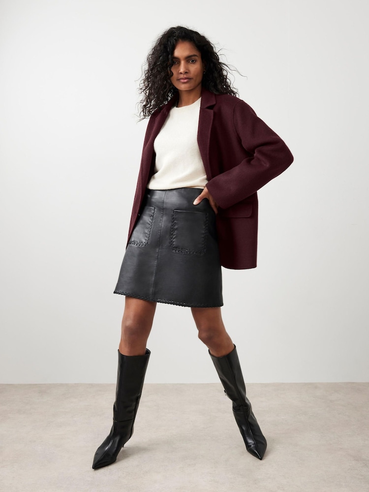 Mint Velvet Black Leather Mini Skirt - Image 1 of 6