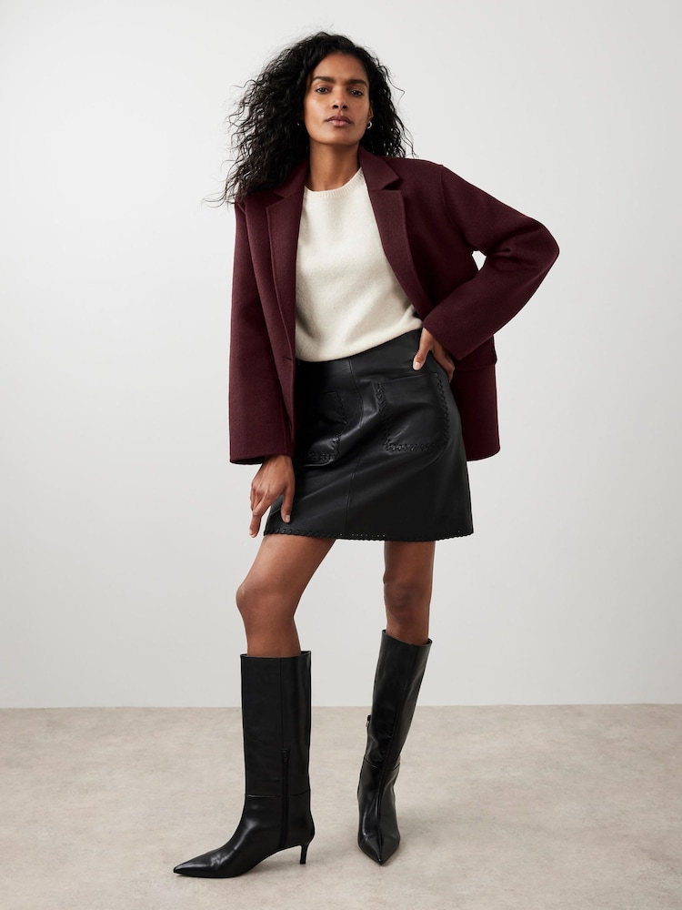 Mint Velvet Black Leather Mini Skirt - Image 2 of 6
