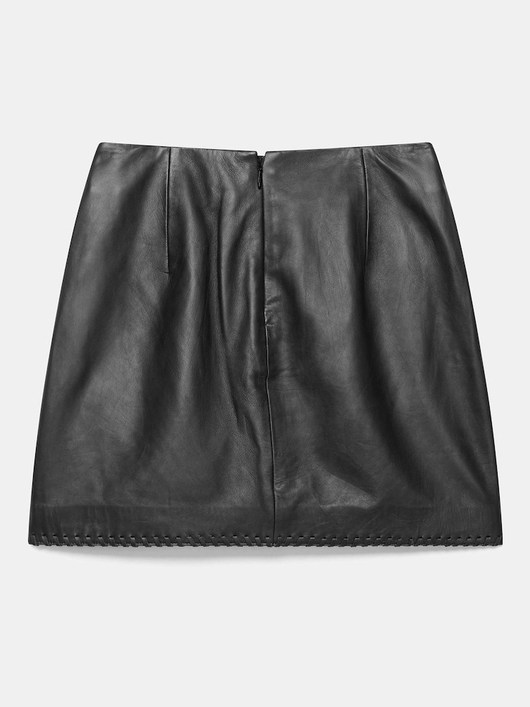 Mint Velvet Black Leather Mini Skirt - Image 6 of 6