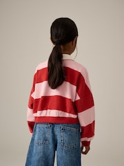 Pink/Red Stripe Collared Boxy Sweatshirt (3-16yrs) - Image 3 of 8
