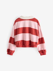 Pink/Red Stripe Collared Boxy Sweatshirt (3-16yrs) - Image 6 of 8