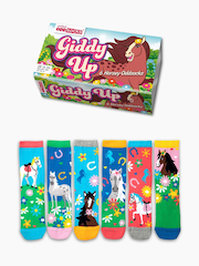 United Odd Socks Pink Giddy Up Girls Socks 6 pack - Image 1 of 5