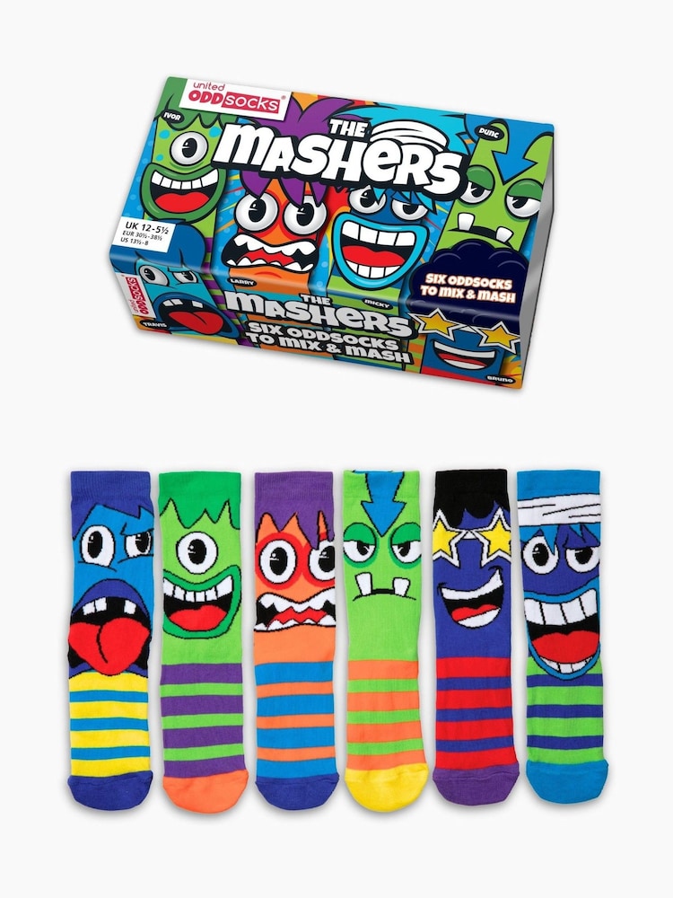 United Odd Socks Green Mash Boys Socks 6 pack - Image 1 of 4