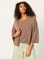 FatFace Bree Brown Knitted Cardigan - Image 1 of 6