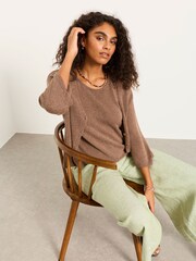 FatFace Bree Brown Knitted Cardigan - Image 4 of 6