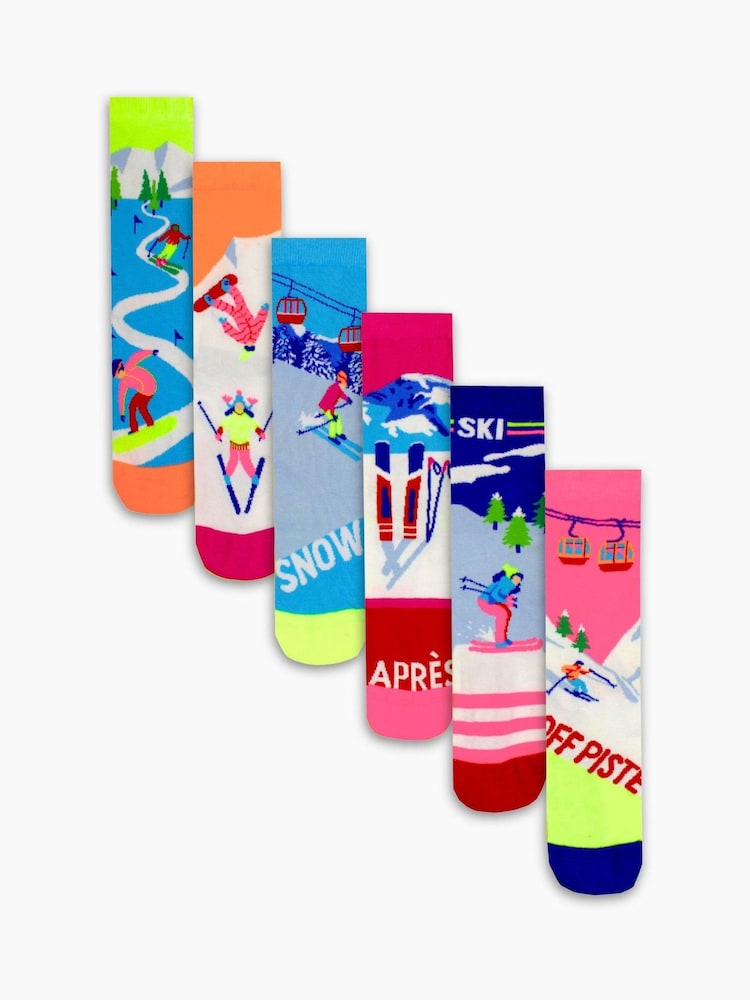 United Odd Socks Pink Ladies Ski Socks 6 Packs - Image 2 of 4 United Odd Socks Pink Ladies Ski Socks 6 Packs - Image 2 of 4