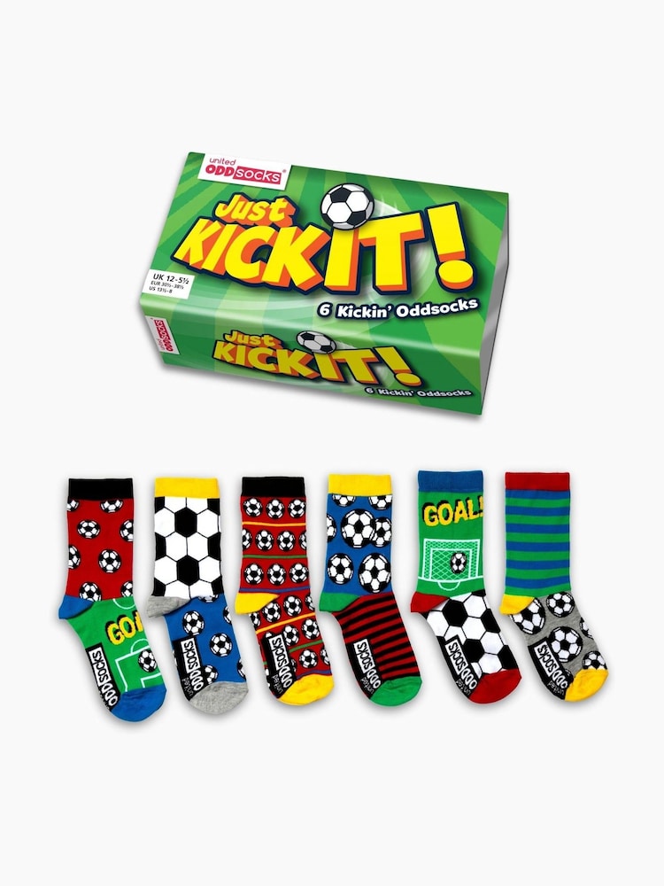 United Odd Socks Green Football Kick Boys Socks 6 Packs - Image 1 of 4 United Odd Socks Green Football Kick Boys Socks 6 Packs - Image 1 of 4