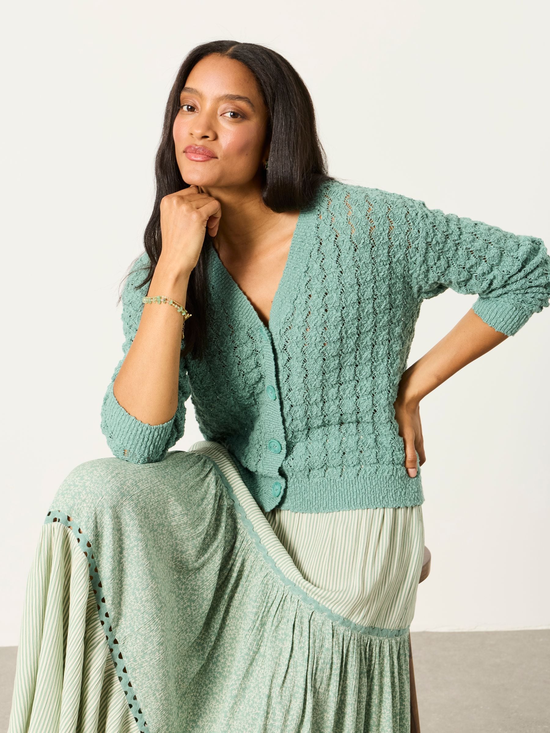Buy FatFace Winnie Green Knitted Cardigan from the Next UK online shop