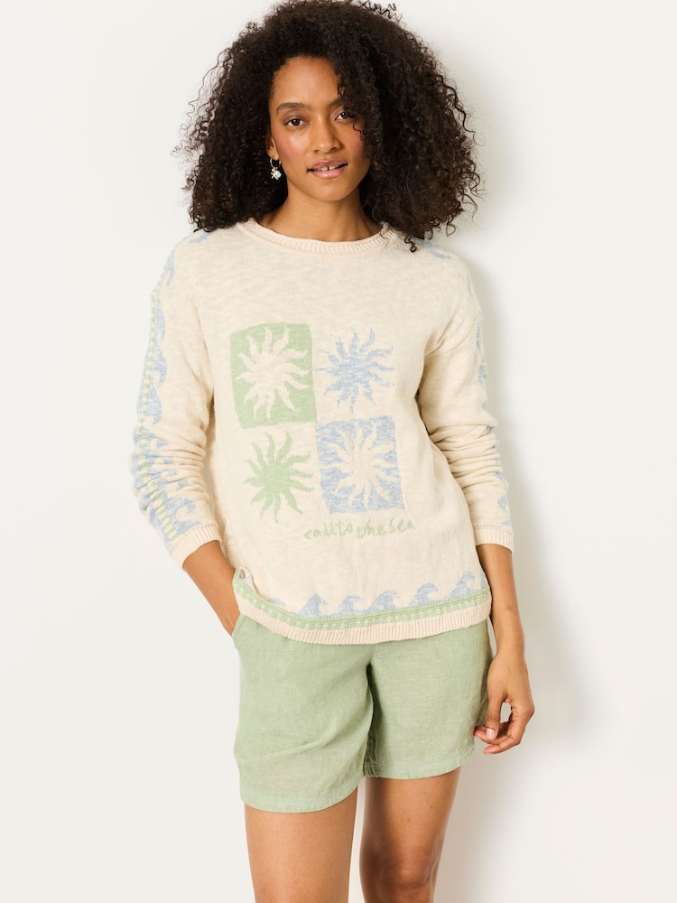 FatFace Ivory Sun Knitted Jumper - Image 2 of 7