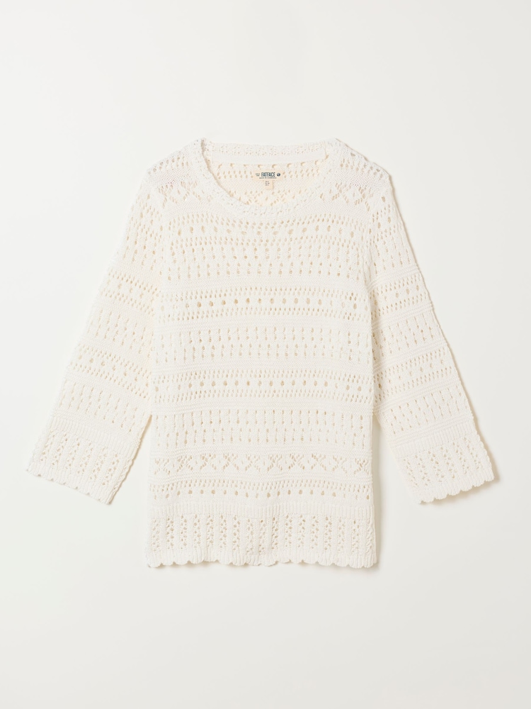 Alb - Pulover tricotat cu cusături FatFace - Imaginea 1 din 1