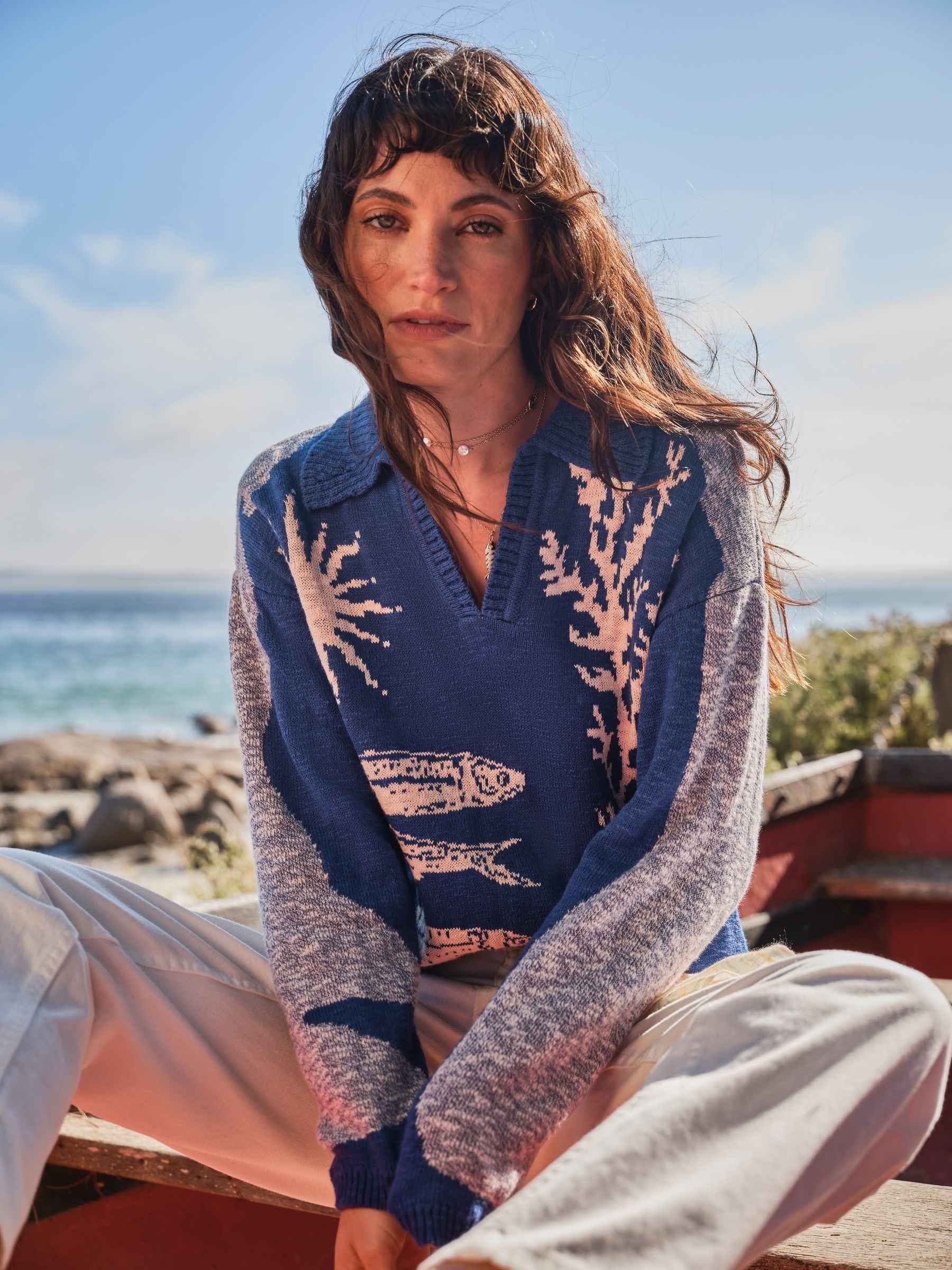 Fat Face Women - Jumper - Cotton - Cobalt Blue