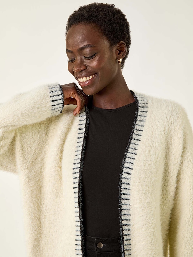 Roman Natural Contrast Stitch Longline Cardigan - Image 2 of 5