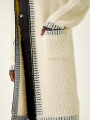 Roman Natural Contrast Stitch Longline Cardigan - Image 5 of 5