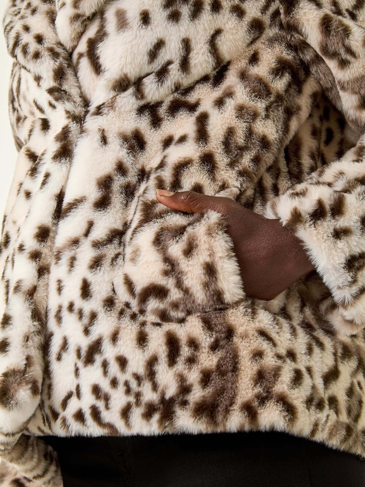 Roman Brown Faux Animal Fur Coat - Image 5 of 5 Roman Brown Faux Animal Fur Coat - Image 5 of 5