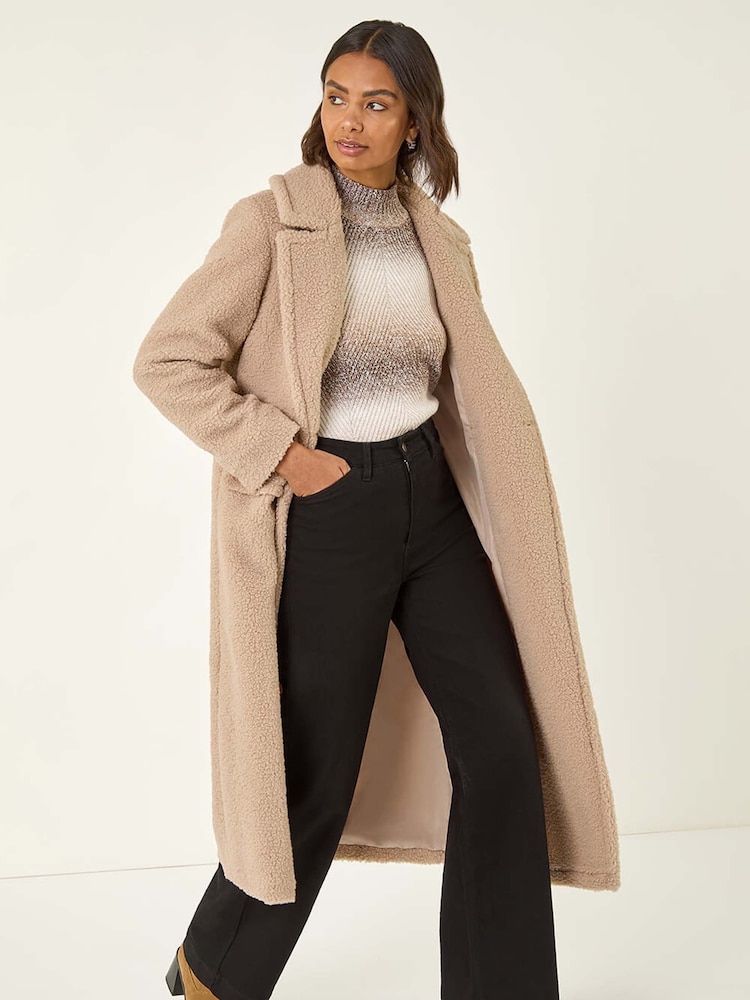 Roman Brown Borg Single Breasted Coat - Image 1 of 5 Roman Brown Borg Single Breasted Coat - Image 1 of 5