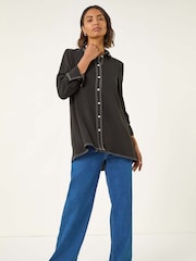 Roman Black Constrast Stitch Shirt - Image 2 of 5