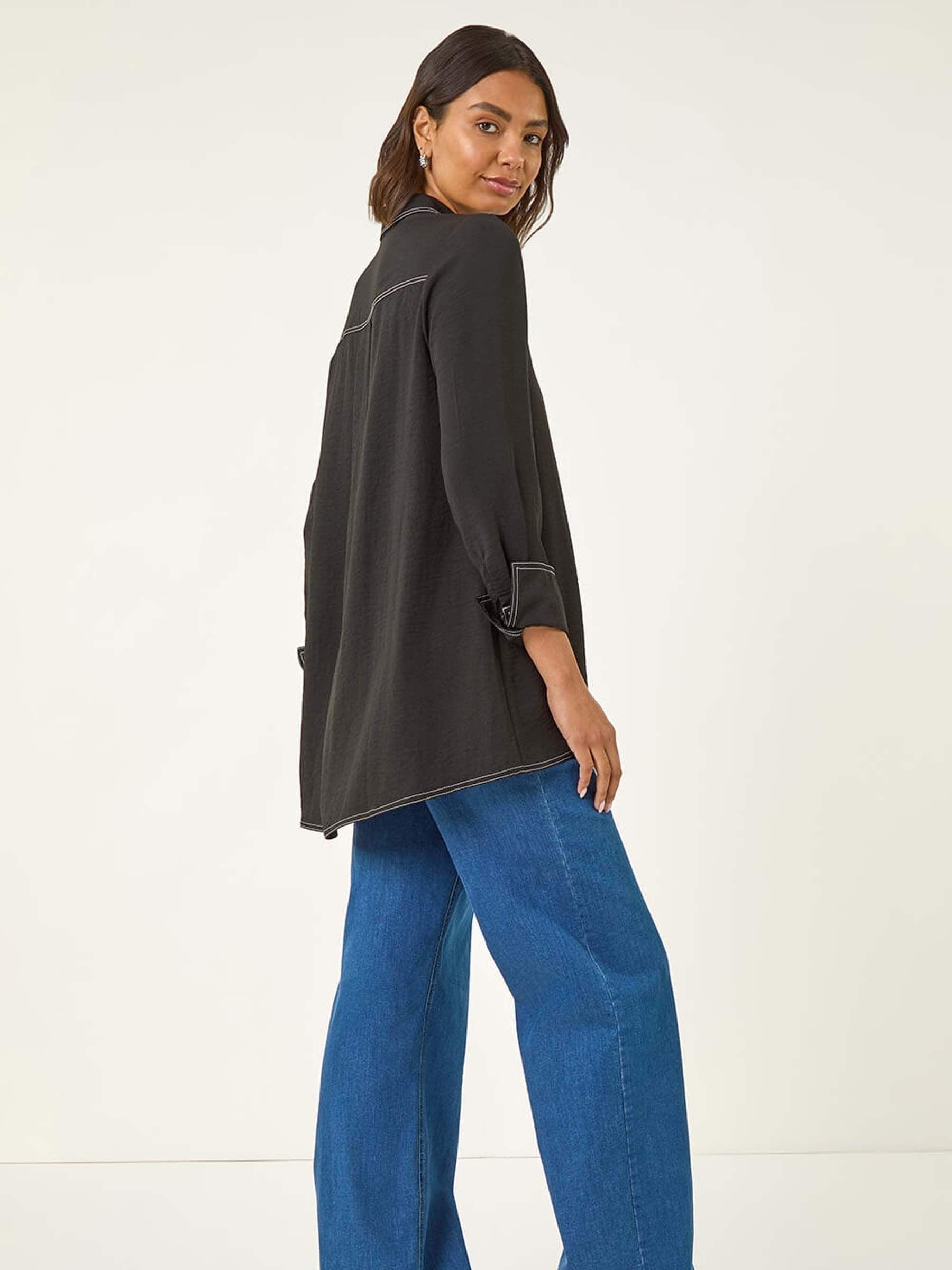 Buy Roman Black Constrast Stitch Shirt from the Next UK online shop