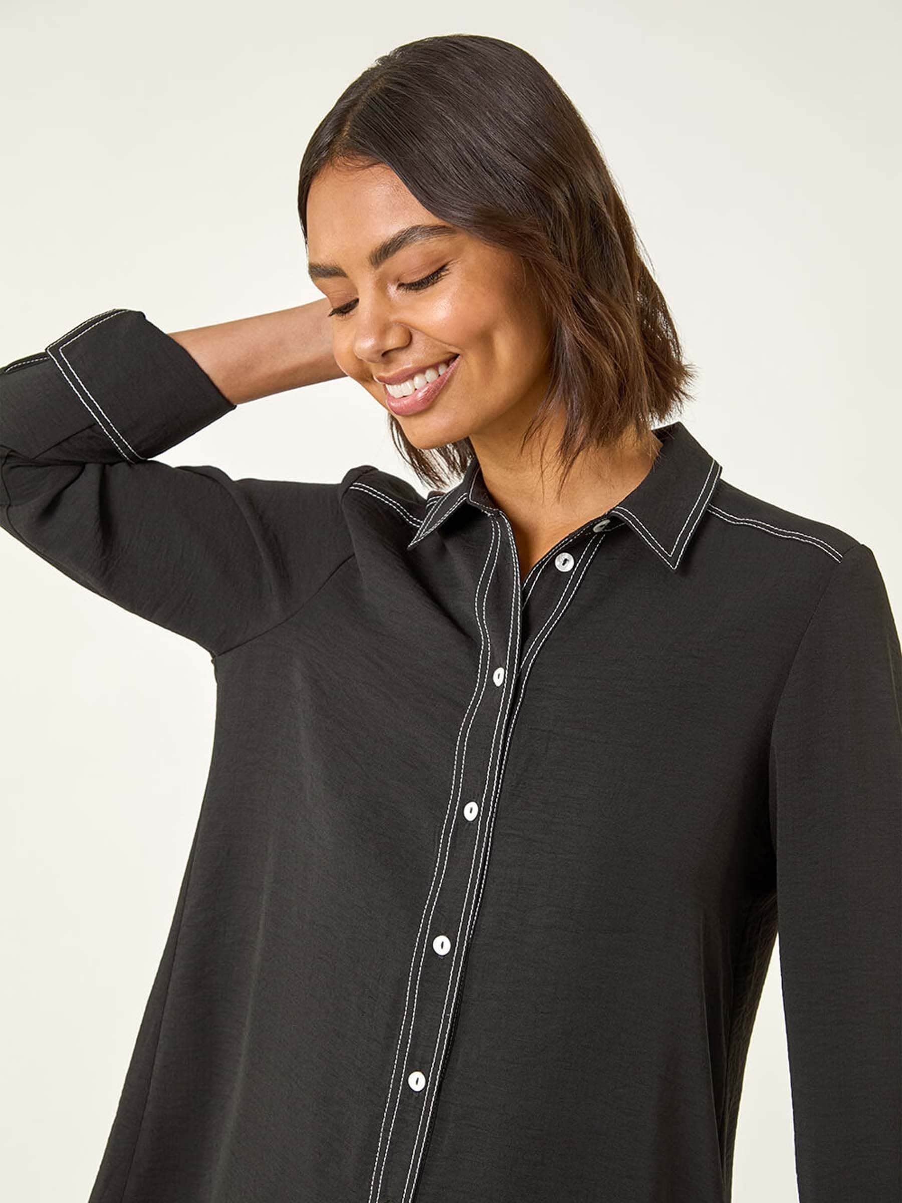 Buy Roman Black Constrast Stitch Shirt from the Next UK online shop