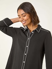 Roman Black Constrast Stitch Shirt - Image 4 of 5