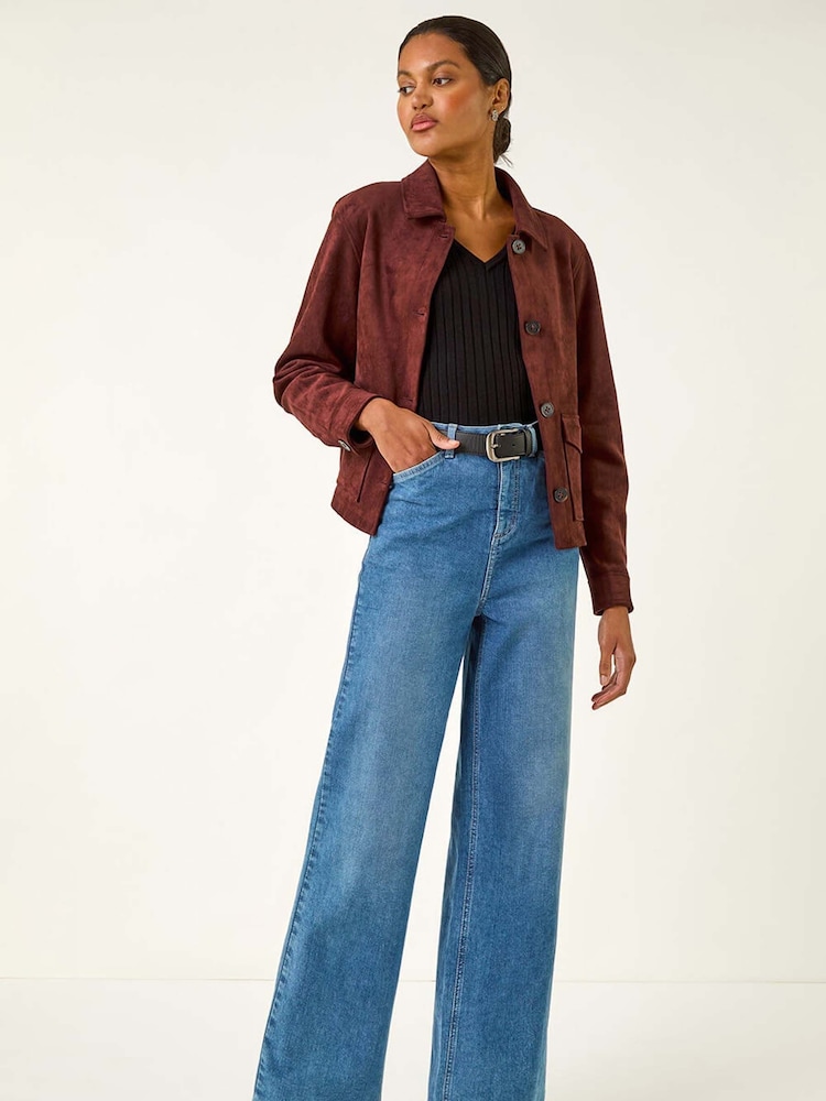 Roman Red Suedette Button Jacket - Image 2 of 5