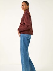 Roman Red Suedette Button Jacket - Image 3 of 5