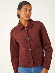 Roman Red Suedette Button Jacket - Image 4 of 5