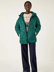 Verde - Roman Quilted Hooded Coat - Imagem 1 de 5