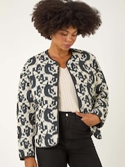 Roman White Soft Printed Quilted Jacket - Image 4 of 5