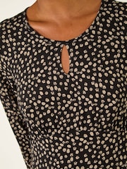 Roman Brown Spot Print Keyhole Midi Dress - Image 5 of 5