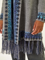 Roman Grey Jacquard Edge Knit Cardigan - Image 5 of 5