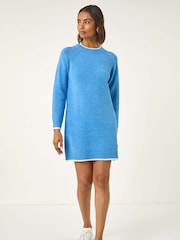 Roman Blue High Neck Knitted Shift Dress - Image 3 of 5