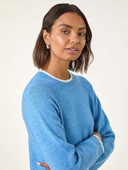 Roman Blue High Neck Knitted Shift Dress - Image 4 of 5