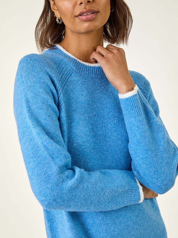 Roman Blue High Neck Knitted Shift Dress - Image 5 of 5 Roman Blue High Neck Knitted Shift Dress - Image 5 of 5