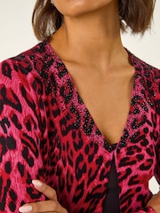 Roman Red Hotfix Animal Print Knit Cardigan - Image 5 of 5