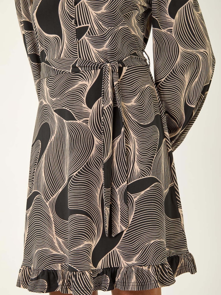 Roman White Abstract Linear Print Stretch Dress - Image 5 of 5